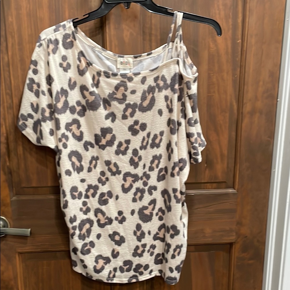 BiBi Brown and Cream Asymmetrical T-Shirt